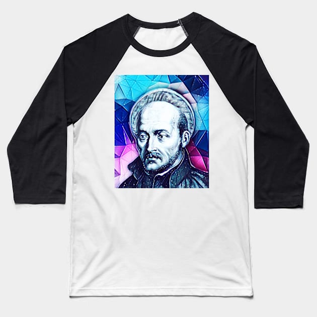 Ignatius of Loyola Snowy Portrait | Ignatius of Loyola Artwork 13 Baseball T-Shirt by JustLit